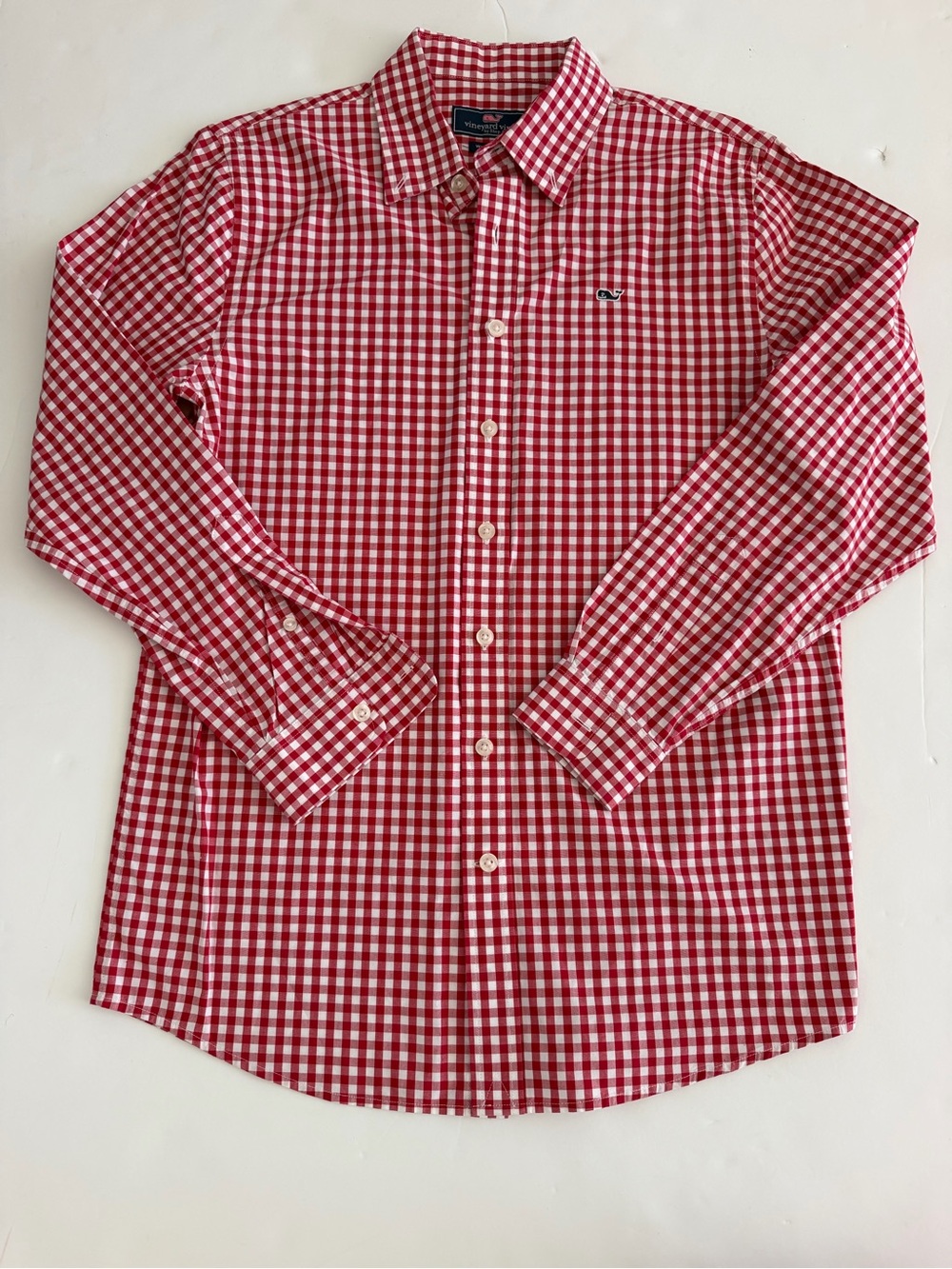 Vineyard Vines Red & White Gingham Button-Down Shirt - Boys L (16)